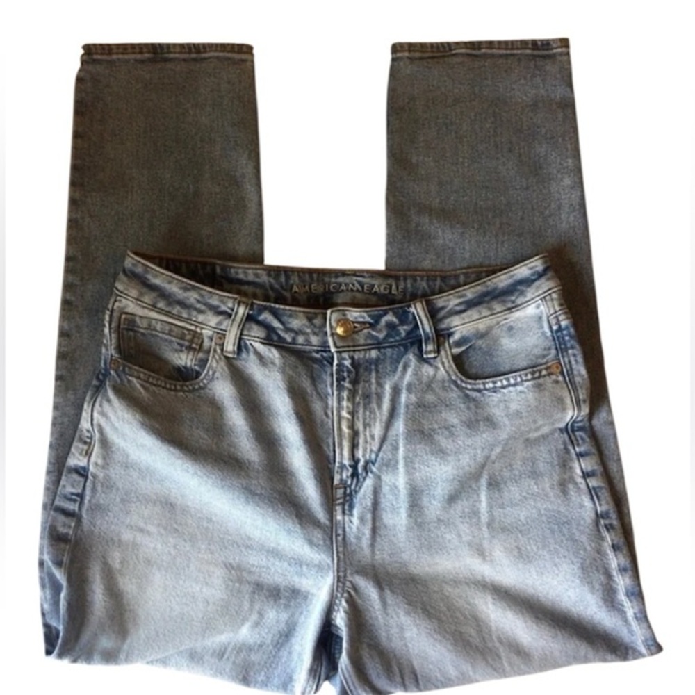American Eagle Chic Light Blue Causal Denim Mom Jeans High Waist Size 10 R
